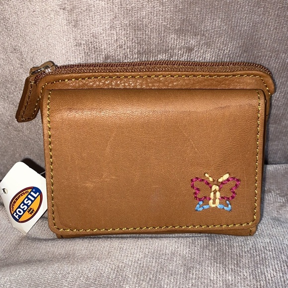 🆕 Fossil Brown Leather crossbody Messenger Bag and wallet Y2K - Picture 11 of 16